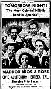 Maddox Brothers and Roseaug 8 1953 eureka    